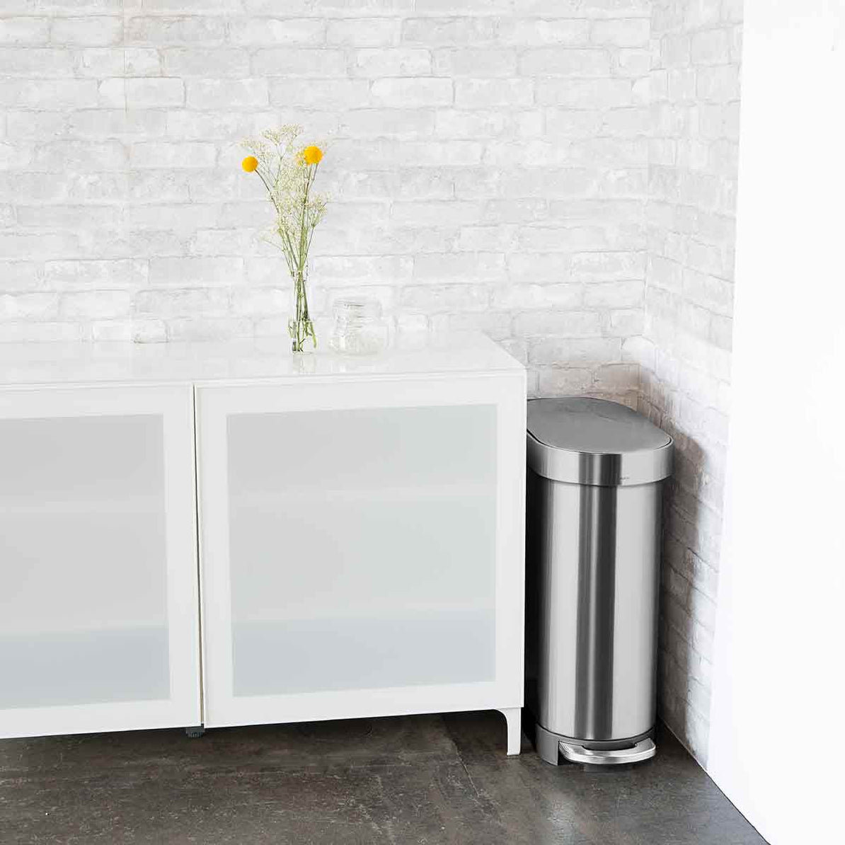 simplehuman 45 Liter / 12 Gallon Slim Hands-Free Kitchen Step Trash Can